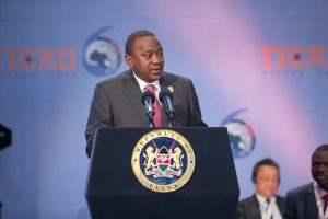 President Uhuru Kenyatta addressing delagates at the TICAD VI